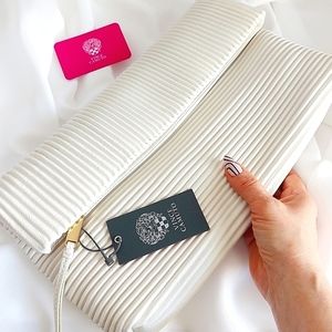 Vince Camuto Karli Clutch Bag Beautiful Designer Purse white